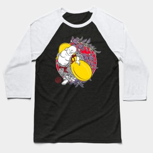 Hotei, the laughing Buddha and his Hyotan Baseball T-Shirt